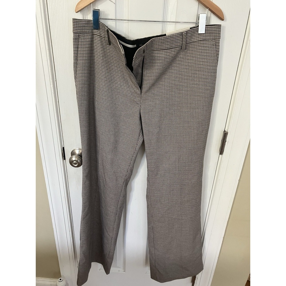 NWT Ann Taylor Houndstooth Mid Rise Madison Patterned Trousers Semi FlareSize 14